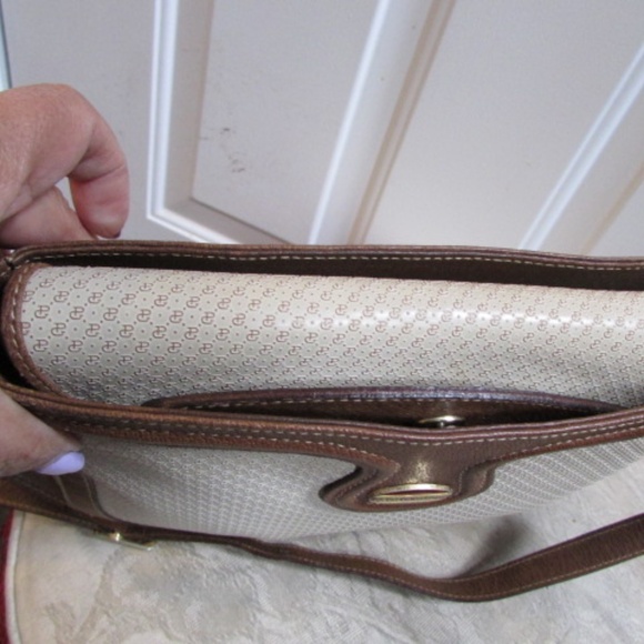 Vtg PAOLO GUCCI GG Pattern women's leather oatmeal shoulder bag - Picture 11 of 16